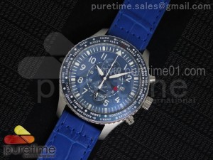 Timezoner Chrono SS Blue Dial on Blue Leather Strap Jap Quartz