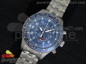 Timezoner Chrono SS Blue Dial on SS Bracelet Jap Quartz
