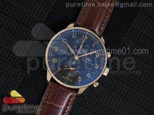 Portuguese Chrono IW371415 RG ZF 1:1 Best Edition on Brown Leather Strap A7750 
