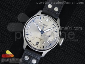 Big Pilot Real PR IW500906 ZF 1:1 Best Edition Silver Dial on Black Leather Strap A51111