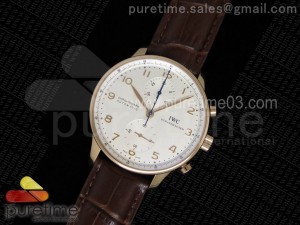 Portuguese Chrono IW371480 ZF 1:1 Best Edition on Brown Leather Strap A7750 (Same Thickness as Genuine)