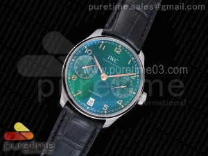 Portuguese Real PR IW500708 ZF 1:1 Best Edition Green Dial Rose Gold Markers on Black Leather Strap A52010 V4