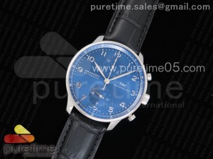 Portuguese Chrono IW371491 ZF 1:1 Best Edition Blue Dial on Black Leather Strap A7750 (Same Thickness as Genuine)