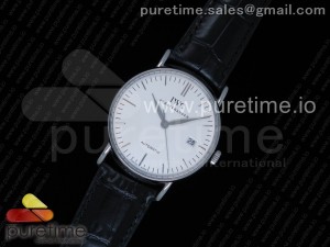 Portofino Automatic SS TWF 1:1 Best Edition Silver Dial SS Markers on Black Leather Strap A2892