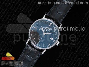 Portofino Automatic SS TWF 1:1 Best Edition Black Dial Markers on Black Leather Strap A2892