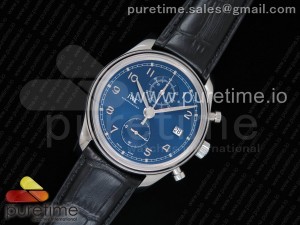Portugieser Chrono Classic 42 IW390406 ZF 1:1 Best Edition Blue Dial on Black Leather Strap A7750