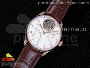 Portuguese Tourbillon IW504602 RG ZF Best Edition White Dial on Brown Leather Strap