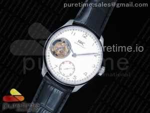 Portuguese Tourbillon IW5463 SS ZF Best Edition White Dial on Black Leather Strap