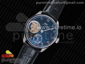 Portuguese Tourbillon IW5463 SS ZF Best Edition Black Dial on Black Leather Strap