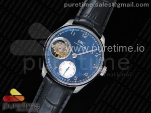 Portuguese Tourbillon IW5463 SS ZF Best Edition Blue Dial on Black Leather Strap