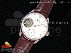 Portuguese Tourbillon IW5463 RG ZF Best Edition White Dial on Brown Leather Strap