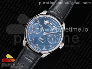 Portuguese Real PR Real Annual Calendar IW503502 ZF 1:1 Best Edition Blue Dial on Black Leather Strap A52850