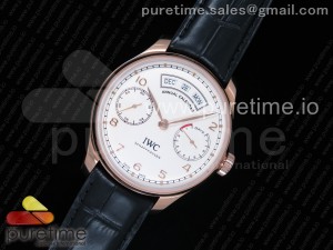 Portuguese Real PR Real Annual Calendar RG IW503504 ZF 1:1 Best Edition White Dial on Black Leather Strap A52850