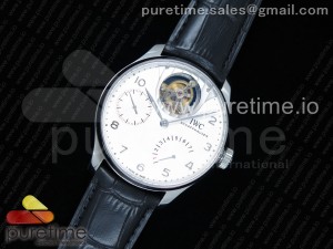 Portuguese Tourbillon IW5046 SS ZF Best Edition White Dial SS Markers on Black Leather Strap