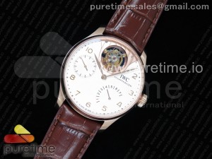 Portuguese Tourbillon IW5046 RG ZF Best Edition White Dial on Brown Leather Strap