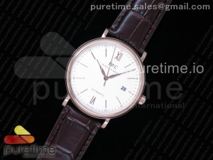 Portofino Automatic RG FKF 1:1 Best Edition White Dial on Brown Leather Strap A2892