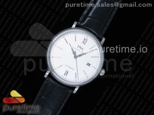 Portofino Automatic SS FKF 1:1 Best Edition White Dial SS Markers on Black Leather Strap A2892