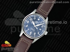 Mark XVIII IW327010 SS M+F 1:1 Best Edition Blue Dial on Brown Leather Strap A35111 (Free Nylon Strap)