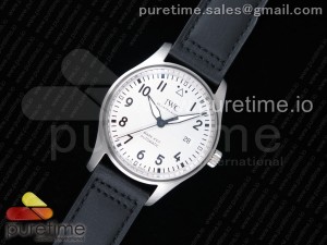 Mark XVIII IW327012 SS M+F 1:1 Best Edition White Dial on Black Leather Strap A35111 (Free Nylon Strap)