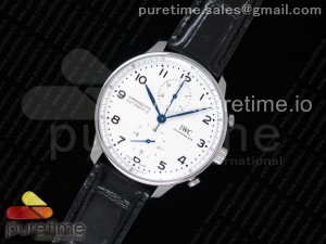 Portugieser Chronograph Edition “150 Years” IW371602 ZF 1:1 Best Edition White Dial on Black Leather Strap A7750 (Slim Movement)