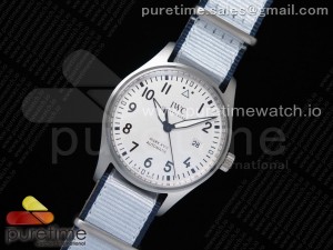 Mark XVIII IW327002 SS M+F 1:1 Best Edition White Dial on White Nylon Strap A35111 (Free Leather)
