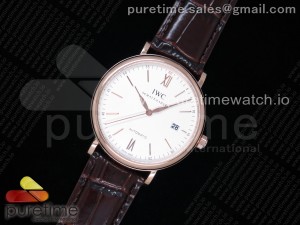 Portofino Automatic RG FKF 1:1 Best Edition White Dial on Brown Leather Strap A2892