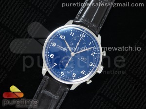 Portugieser Chronograph Edition “150 Years” IW371601 ZF 1:1 Best Edition Blue Dial on Black Leather Strap A7750 (Slim Movement)