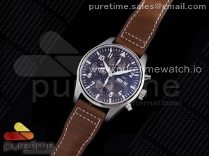 Pilot Chronograph IW377713 ZF 1:1 Best Edition Brown Dial on Brown Leather Strap A7750 V2