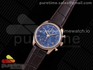 Portugieser Chrono Classic 42 RG IW390305 ZF 1:1 Best Edition Blue Dial on Brown Leather Strap A7750
