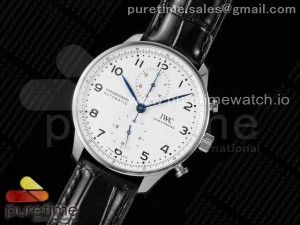 Portugieser Chronograph Edition “150 Years” IW371602 AZF 1:1 Best Edition White Dial on Black Leather Strap A7750 (Slim Movement)