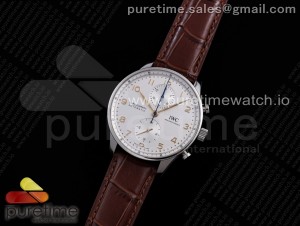 Portuguese Chrono IW371604 ZF 1:1 Best Edition White Dial on Brown Leather Strap A69355