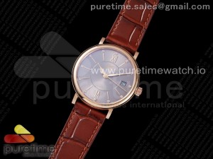 Portofino 37mm RG V7F 1:1 Best Edition Gray Dial on Deep Brown Leather Strap A2892
