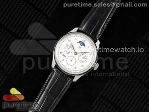Portugieser Perpetual Calendar SS 5033 QF Best Edition White SS Dial on Black Leather Strap A52610