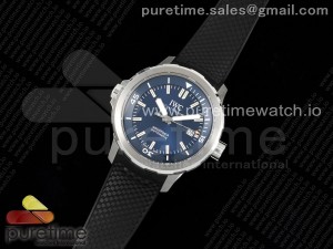 Aquatimer SS IW3290 V6SF 1:1 Best Edition Blue Dial on Black Rubber Strap A2892