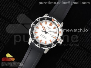 Aquatimer Automatic SS V6SF 1:1 Best Edition White/Orange Dial on Black Rubber Strap A2892