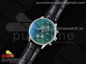 Portuguese Chrono IW3716 V6SF 1:1 Best Edition Green Dial on Black Leather Strap A7750
