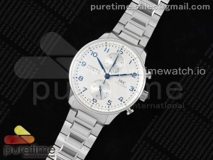 Portuguese Chrono IW3716 V6SF 1:1 Best Edition White Dial Blue Markers on SS Bracelet A7750