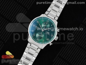 Portuguese Chrono IW3716 V6SF 1:1 Best Edition Green Dial on SS Bracelet A7750