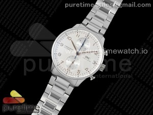 Portuguese Chrono IW3716 V6SF 1:1 Best Edition White Dial YG Markers on SS Bracelet A7750