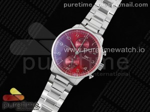 Portuguese Chrono IW3716 V6SF 1:1 Best Edition Red  Dial on SS Bracelet A7750