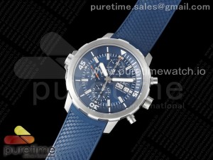 Aquatimer Chrono SS V6SF 1:1 Best Edition Blue Dial on Blue Rubber Strap A7750