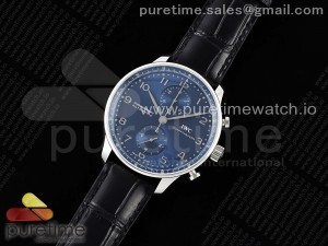 Portuguese Chrono IW3716 V6SF 1:1 Best Edition Blue Dial on Black Leather Strap A7750