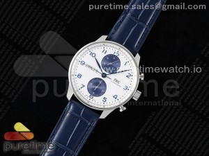 Portuguese Chrono IW371620 APSF 1:1 Best Edition White/Blue Dial on Blue Leather Strap A69355