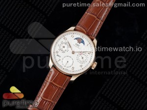 Portugieser Perpetual Calendar RG 5033 APSF 1:1 Best Edition White Dial on Brown Leather Strap A52610 Clone