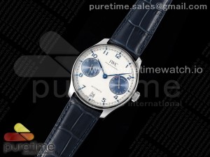 Portuguese Real PR IW500715 SS AZF 1:1 Best Edition White/Blue Dial on Blue Leather Strap A52010