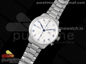 Portuguese Chrono IW3716 SS AZF 1:1 Best Edition White Dial Blue Markers on SS Bracelet A69355