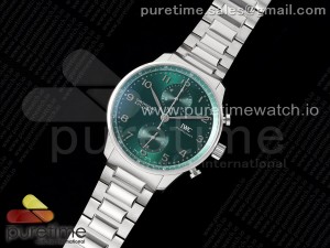 Portuguese Chrono IW3716 SS AZF 1:1 Best Edition Green Dial on SS Bracelet A69355