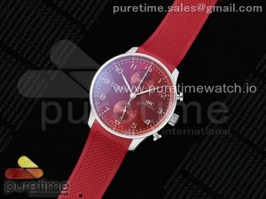 Portuguese Chrono IW3716 Z+F 1:1 Best Edition Red Dial on Red Rubber Strap A69355