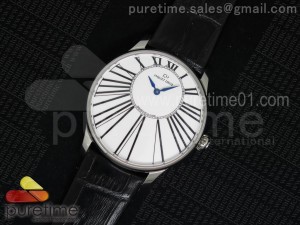 Petite Heure Minute SS White Dial on Black Leather Strap A23J
