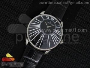 Petite Heure Minute SS Black Dial on Black Leather Strap A23J